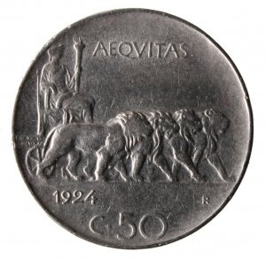  50 Centesimi 1924 Liscio; ... 